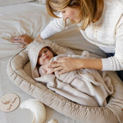 ColorStories Pamut kapucnis fürdőlepedő 70x125 cm - bézs - egérke (540676)