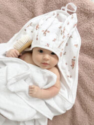  Bambusz fürdőlepedő - 100x100cm - nyuszifülekkel - fehér/kisvirágok minta (690453)