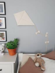  3D fali szélsárkány dekoráció - világos bézs/ekrü (767609)