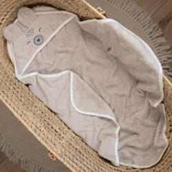 ColorStories Pamut kapucnis fürdőlepedő 85x85cm - mackó - bézs (365659)