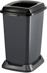 PLANET Szelektív hulladékgyűjtő konténer, műanyag, nyitott fedeles, fekete, 50L (DA503XSZADUP900BL)