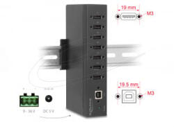 Delock Ipari Hub 7 x USB 2.0 A-típusú 15 kV ESD védelemmel és DIN sín beépítéssel (60687) (60687)