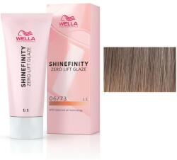Wella Shinefinity Zero Lift Glaze félig permanens áttetsző festék, 06/73 Caramel Chocolate sötétarany szatén szőke, 60 ml