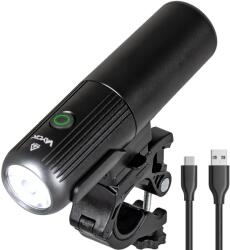 Vayox VA0072 kerékpár fejlámpa, alumínium, XLM1 7W forrás, újratölthető akkumulátor 2600 mAh, akkumulátorjelző, USB-C töltés, vízálló, 450 lumen, fekete (BX11558)