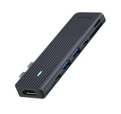 Rapoo Többportos adapter 7 az 2-ben Rapoo UCM-2003, USB-A, USB-C, HDMI, SD/MicroSD, fekete
