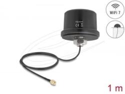 Delock WiFi 7 antenna RP-SMA-dugó 3, 1 - 3, 5 dBi irányítatlan, csatlakozókábellel ULA100 1 m, tetőre szerelhető, kültéri, fekete (81468) (81468)