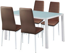 Leziter Liana Étkezőgarnitúra - 4+1 Barna Szett, Edzett Üvegasztal