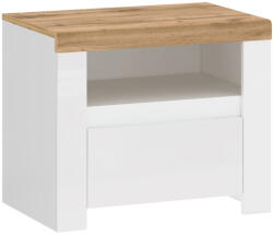 TEMPO KONDELA Éjjeliszekrény 1S, Fényes Fehér/Wotan Tölgy, Vilgo