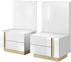 TEMPO KONDELA 2 Éjjeliszekrény, Fehér/Grandson Tölgy/Fehér Magas Fényű, City