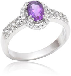  Ezüst Gyűrű Marokkói Ametiszttel és Fehér Topázzal, XMP137/57