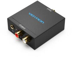 Vention Аудио конвертор Vention BDFB0, от Toslink(ж) към 1x RCA(L/R)(ж), 1x Jack 3.5mm(ж), черен (BDFB0)