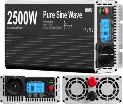  Tiszta szinuszos inverter, LCD kijelző, távirányító, 2500 W, 24 V, 220-230 V 50 Hz