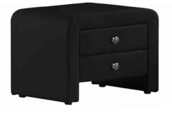 TEMPO KONDELA Éjjeliszekrény, Ökobőr, Fekete, Wilson - fizz