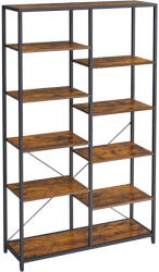 VASAGLE Könyvespolc, tárolópolc, rusztikus barna 100×30×170cm