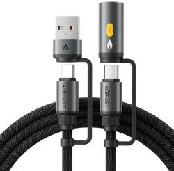 ACEFAST Cablu Multifunctional 4in1 USB/USB-C la Type-C/Bricheta Auto, 60W, 3A - (J6) - Black (KF2349374) - pcone