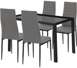 Leziter Rowan 4+1 étkező garnitúra szürke-fekete