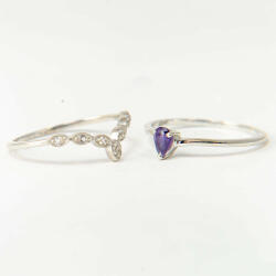  Ezüst Szett Marokkói Ametiszttel és Fehér Topázzal ( Gyűrű ), XMP125/57