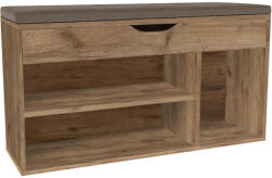 TEMPO KONDELA Cipőpolc Paddal, Artisan Tölgy, Fuddy New - fizz