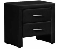 TEMPO KONDELA Éjjeliszekrény, Ökobőr, Fekete, Castel - fizz