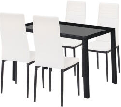 Leziter Rowan 4+1 Étkezőgarnitúra - Fehér/Fekete, Üvegasztal