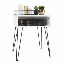 TEMPO KONDELA Kisasztal/Éjjeliszekrény, Fehér/Fekete, Honej