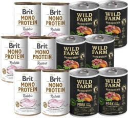 Brit BRIT MONO PROTEIN RABBIT 6x400g + Wild Farm Monoprotein Pork 6x400g