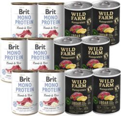 Brit BRIT MONO PROTEIN BÁRÁNY & BARNA RIZS 6x400g + Wild Farm Monoprotein VADKAN 6x400g