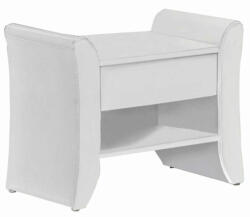 TEMPO KONDELA Éjjeliszekrény, Fehér Textilbőr, Bolton