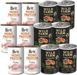 Brit BRIT Mono Protein Turkey 6x400g + Wild Farm Monoprotein Pork 6x400g