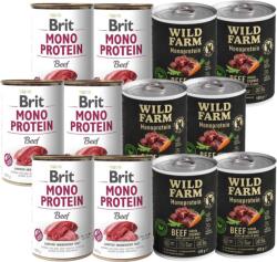 Brit Brit mono protein marhahús 6x400g + Wild Farm Monoprotein marhahús 6x400g