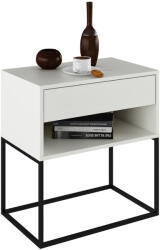 TEMPO KONDELA Éjjeliszekrény/Kisasztal, Fehér/Fekete, Arti Typ 2