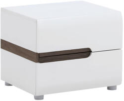 TEMPO KONDELA Éjjeliszekrény, Fehér Extra Magas Fényű Hg/Sonoma Tölgy Sötét Trufla, Lynatet Typ 96