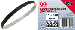 BGS technic 12 darab csiszolószalag, 10 x 330mm, használható a BGS 8853 pneumatikus szalagcsiszolóhoz (BGS 8853-1) (8853-1)