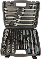 Bormann Dugókulcs készlet racsnis hajtószárakkal, (1/4" és 1/2") és Csillag-Villás készlettel , Crv, 82 db-os (BHT5120) (BHT5120)