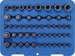 BGS technic Bitfej és dugókulcsfej készlet | E-profil / T-profil (Torx) / T-profil (Torx) furattal / TP-profil (Torx plus) | 52 darabos (BGS 9839) (9839)