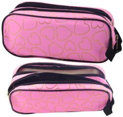 Lean Iskolai Irodai Tolltartó Két Rekesszel, Arany Szívek, Rózsaszín, 23, 5×10 Cm - 21908 (21908) (21908)