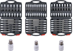 BGS technic 1/2"-os 3 részes bitfej készlet, 88 db-os, XZN /sokszögű/, Imbusz, Torx (BGS 5186) (5186)