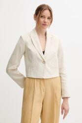 United Colors of Benetton len blézer bézs, sima, egysoros gombolású, 2AGHDW037 - bézs 38