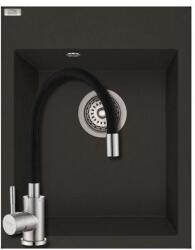 Laveo SRO_710B+SAP4-F090KB - LAVEO PICO 390X500 egymedencés gránit mosogató szifonnal matt fekete + ZEGOR csaptelep fekete (SRO_710B+SAP4-F090KB)