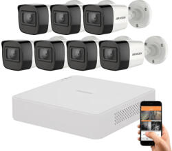 Hikvision 8 megapixeles 7 kamerás kamerarendszer 30 méter látótávolsággal