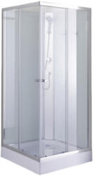 STUXI Genova 80x80 cm szögletes két tolóajtós fehér hátfalas zuhanykabin 5 mm üveggel zuhanytálcával és csapteleppel (TL-8618W-80)