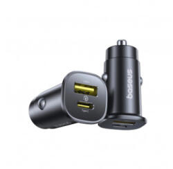 Baseus GoTrip autós szivargyújtós töltő, fekete (30W, 3A, 1 x USB-A, 1 x USB-C)