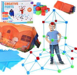 Inlea4Fun Szívószál építőkészlet 89 darabos CREATIVE FORTS (JO-ZA5907)