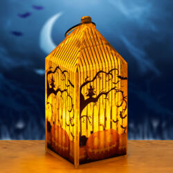 Family Halloween-i LED lámpás - tök - narancs LED - 2 x LR44 - 4 x 4 x 9, 5 cm (56566) - platinashop