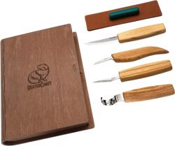 BeaverCraft 4 darabos késkészlet ajándék könyvdobozban S09 könyv (S09 book)