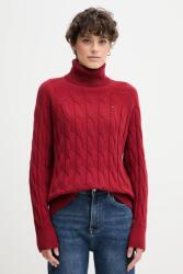 Tommy Hilfiger gyapjú pulóver könnyű, bordó, garbónyakú, WW0WW46791 - burgundia M