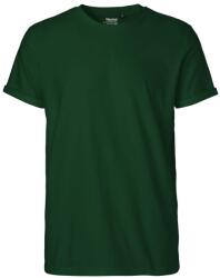 Neutral Férfi póló felhajtott ujjakkal organikus Fairtrade biopamutból - Palackzöld | L (NE-O60012-1000329268)