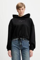Tommy Hilfiger pamut melegítőfelső fekete, nyomott mintás, kapucnis, DW0DW21607 - fekete S