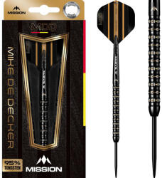 Mission Darts dart szett Mission steel Mike De Decker, fekete-arany PVD, 24gr, 95%