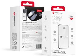 Forcell F-Energy MagSafe kompatibilis külső akkumulátor SuperSlim F10K8 QC4.0 PD3.0 15W 10000 mAh fehér